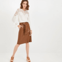 jupe simili cuir marron